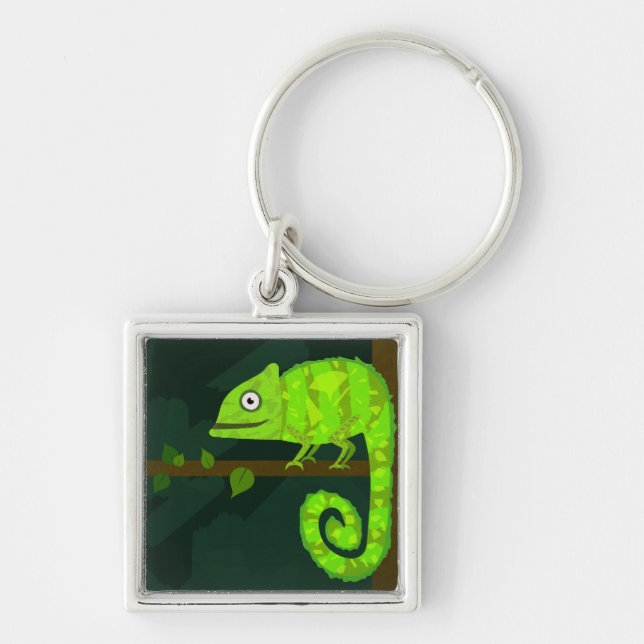 Green cute chameleon key ring (Front)