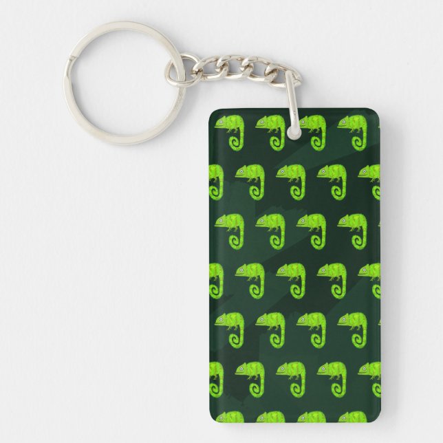 Green cute chameleon key ring (Front)
