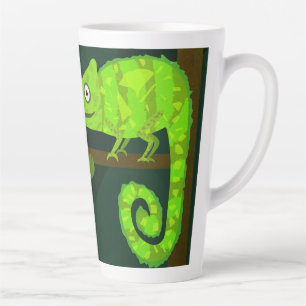 Green cute chameleon latte mug