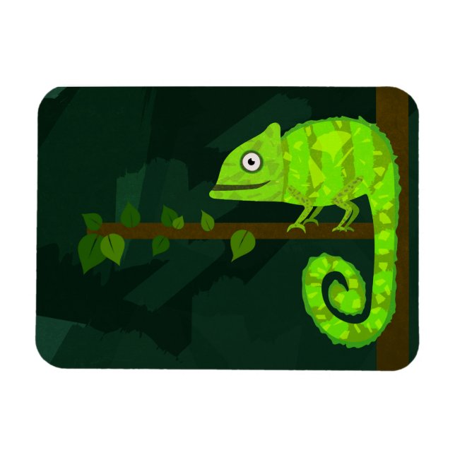 Green cute chameleon magnet (Horizontal)