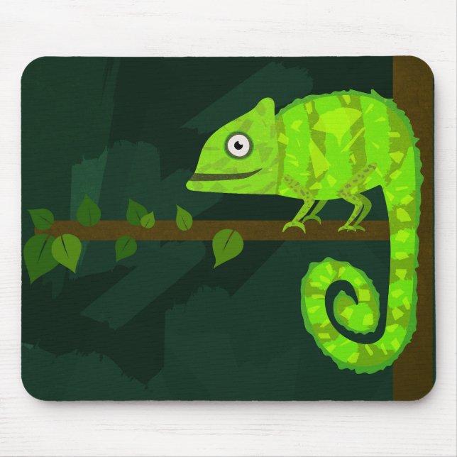 Green cute chameleon mouse pad (Front)