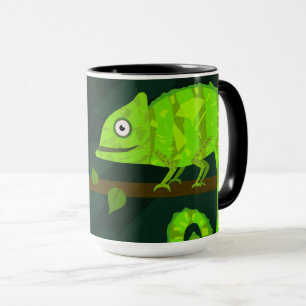 Green cute chameleon mug