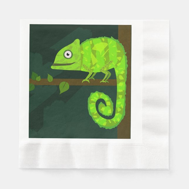 Green cute chameleon napkin (Front)