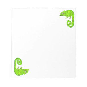Green cute chameleon notepad