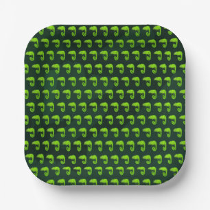 Green cute chameleon paper plate