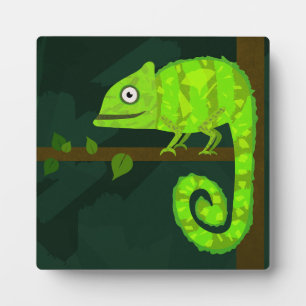 Green cute chameleon plaque