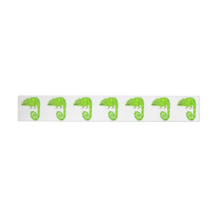 Green cute chameleon wraparound address label