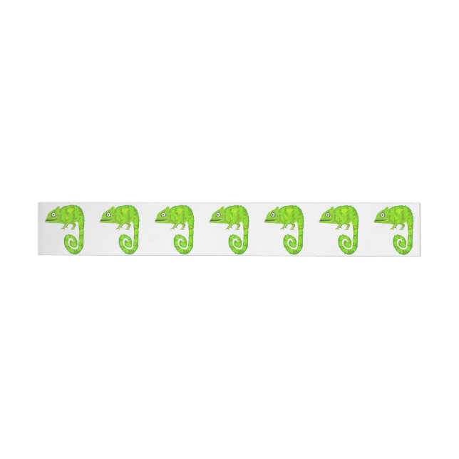 Green cute chameleon wraparound address label (Individual)