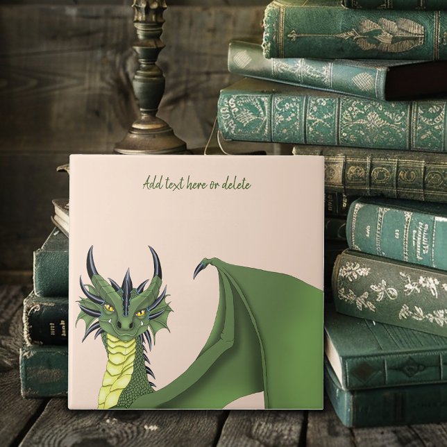 Green Cute Dragon Portrait Peach Fantasy Tile (Creator Uploaded)
