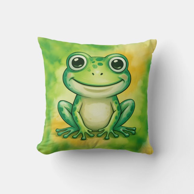 Green cute frog cushion (Front)