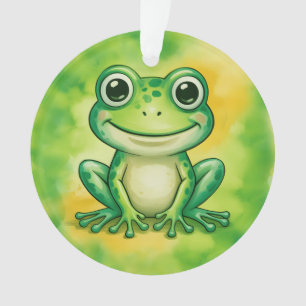 Green cute frog ornament