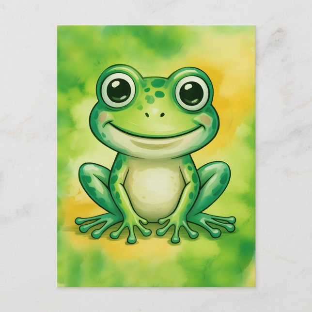 Green cute frog postcard (Front)