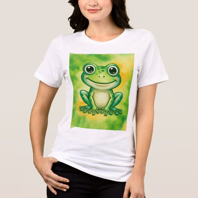 Green cute frog Tri-Blend shirt (Front)