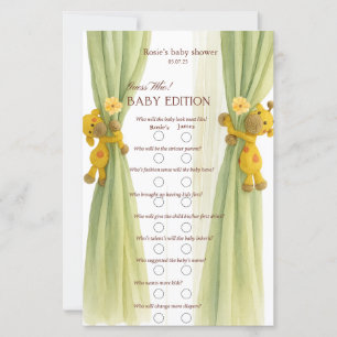 Green cute giraffe watercolor baby shower game 