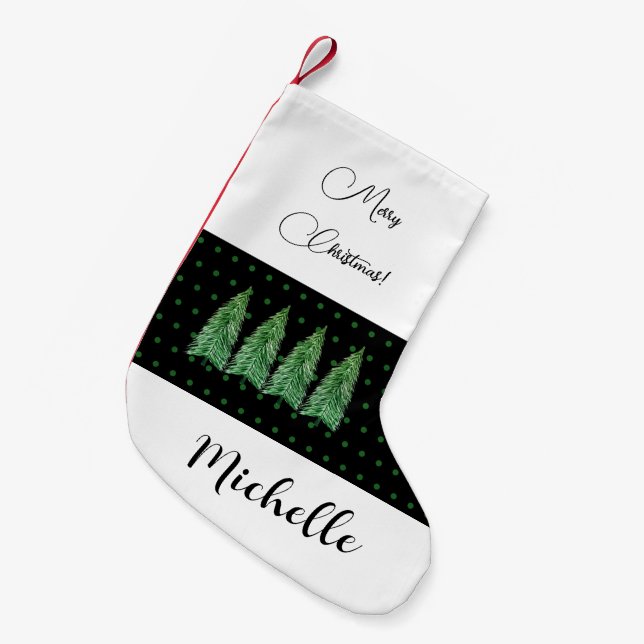 Green Cute Holiday Country Beauty Small Christmas Stocking (Front (Hanging))