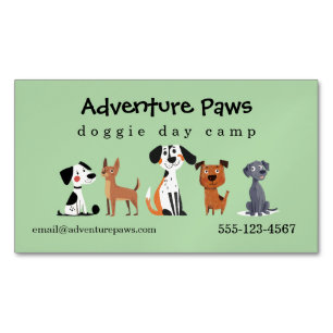 Green Cute Pet Dogs   Animal Services Magnetic Business Card