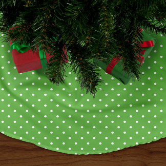Green Cute Polka Dots Fleece Tree Skirt
