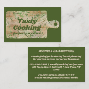 Green Cutting Board Rustic Eucalyptus Wood Baker Business Card