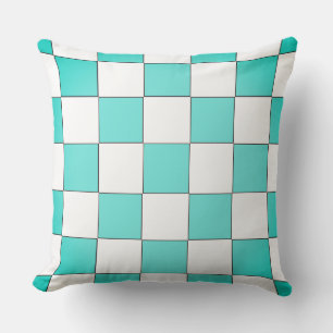 Green Cyan Chessboard Cushion