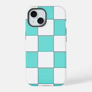 Green Cyan Chessboard  iPhone 15 Case
