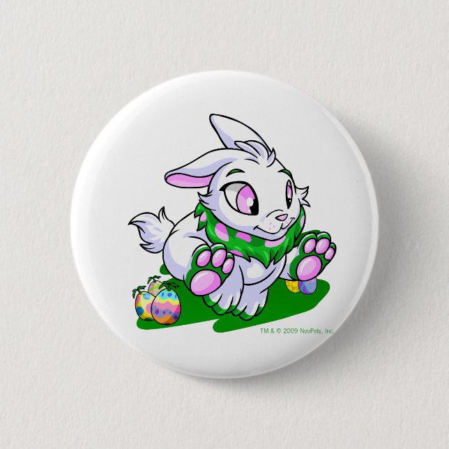 Green Cybunny racing through neggs 6 Cm Round Badge (Front)