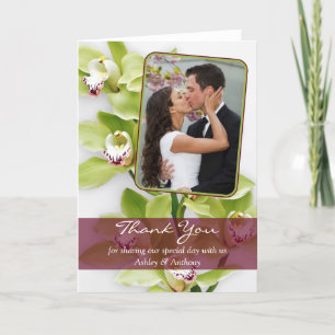 Green Cymbidium Orchid Wedding Thank You Card