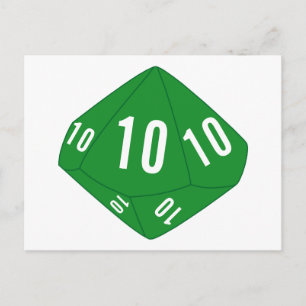 Green D10 Dice Table Number Postcard
