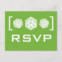 Green D20 Dice Gamer RSVP Postcard