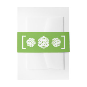 Green D20 Dice Gamer Wedding Belly Bands Invitation Belly Band