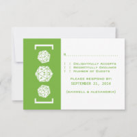 Green D20 Dice Gamer Wedding Response Card