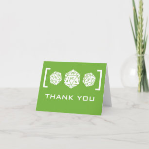 Green D20 Dice Gamer Wedding Thank You Card