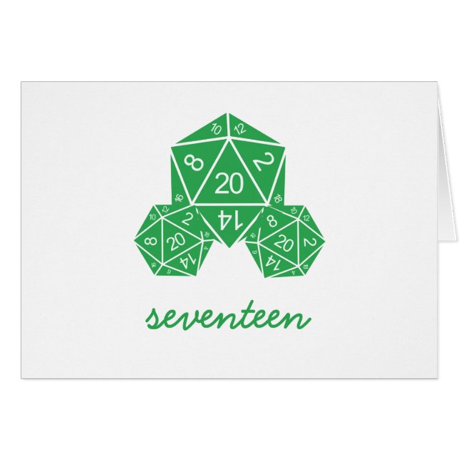 Green D20 Dice Table Number Card (Front Horizontal)