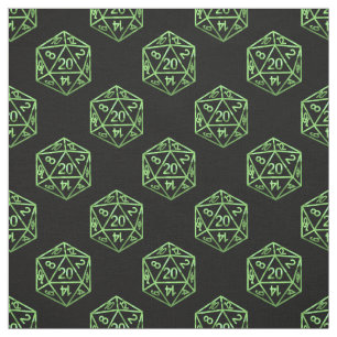 Green D20 Pattern   Fantasy Tabletop RPG Dice Fabric