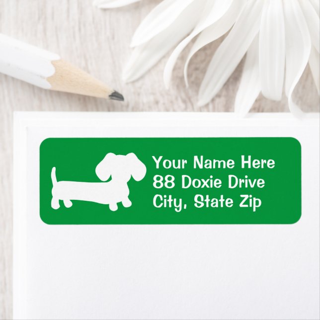 Green Dachshund Return Address Label Doxie Label (Insitu)