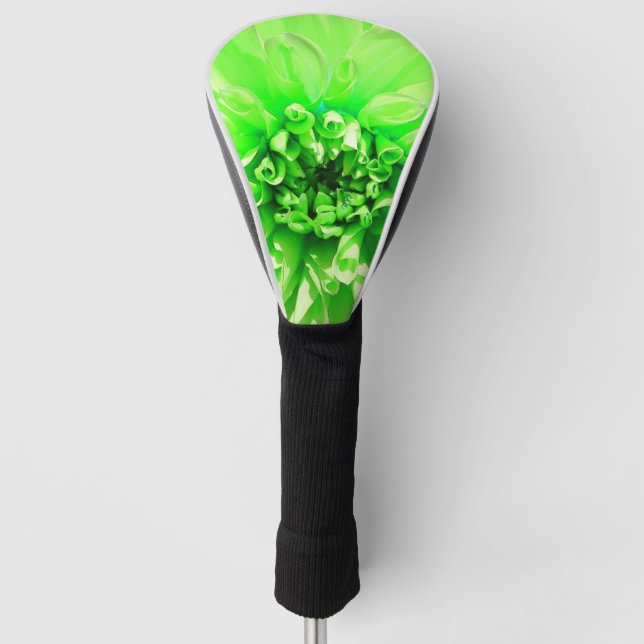 Green Dahlia Flower Golf Head Cover (Front)