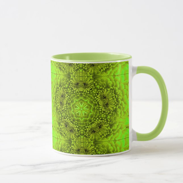 GREEN DAHLIA FLOWERS Abstract Floral Mug (Right)