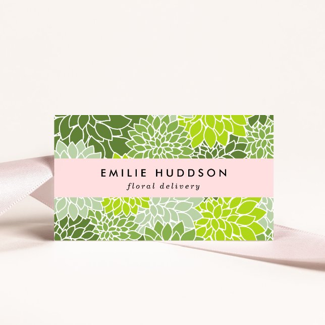 Green Dahlia Flowers, Floristry, Flower Shop Business Card (Creator Uploaded)