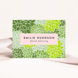 Green Dahlia Flowers, Floristry, Flower Shop Business Card