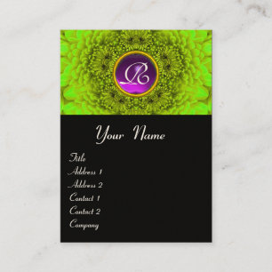 GREEN DAHLIA MONOGRAM AMETHYST black purple Business Card