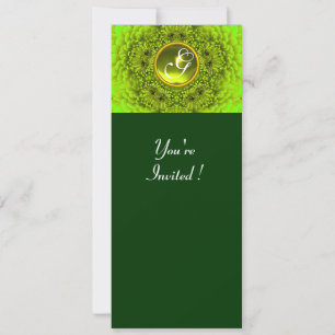 GREEN DAHLIA, TOPAZ ,bright green black yellow Invitation