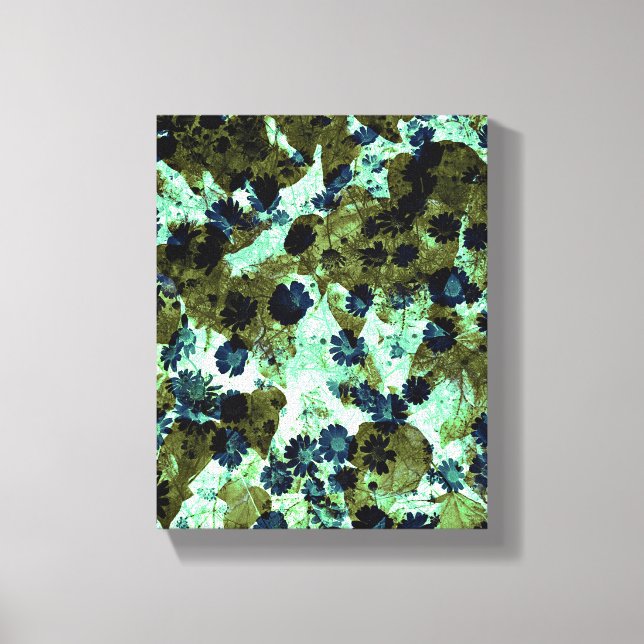 Green Daisies Abstract Modern Design Canvas Print (Front)