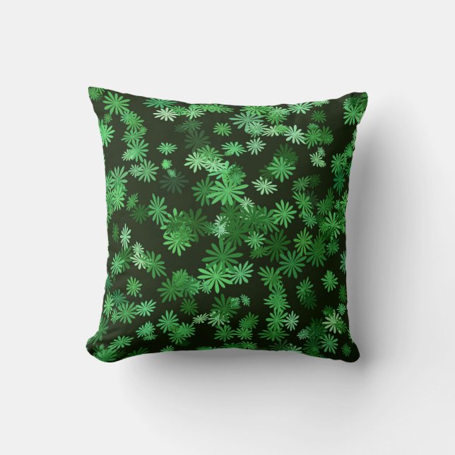 Green Daisies Cushion (Front)