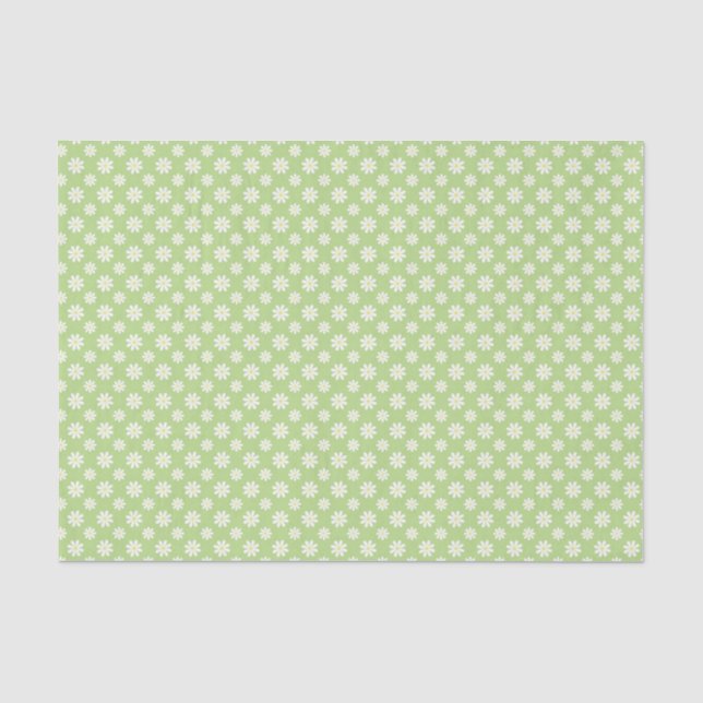 Green Daisies Floral Pattern Tissue Paper (Front)