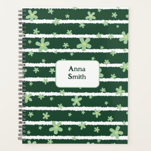 Green Daisies on Green_ Floral Pattern Script Planner
