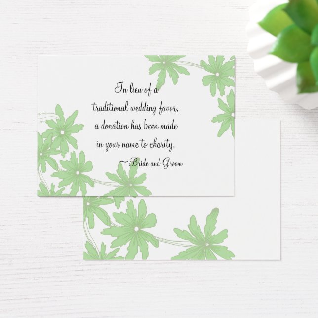 Green Daisies Wedding Charity Favor Card (Desk)