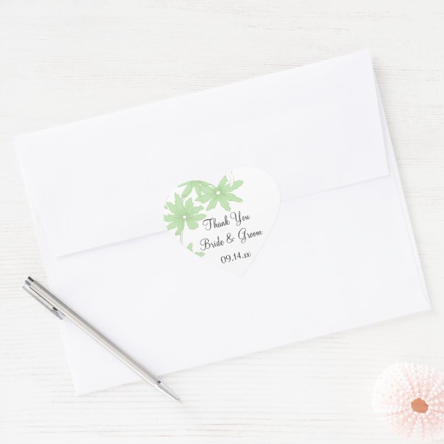 Green Daisies Wedding Thank You Favour Tag (Envelope)