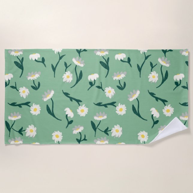 Green Daisy Beach Towel (Front)