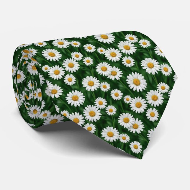 Green Daisy Field  Tie (Rolled)