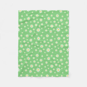 Green Daisy Fleece Blanket