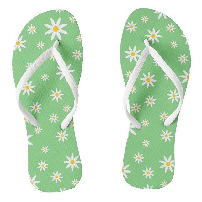 Green Daisy Flip Flops (Footbed)